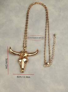 1 pezzo Collana retrò a lunga testa di bue, adatta per occasioni casual, stile unico