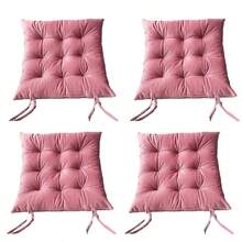 1 pieza Cojín de asiento cuadrado grueso con lazos para silla de comedor, sala de estar u oficina, cojín de refuerzo acolchado suave a rayas para silla, cojín de asiento, cojín para silla, cojines para silla de juegos - Multicolor - Ver 11