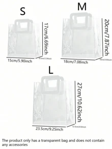 1 Túi đựng quà bằng nhựa PVC trong suốt dày, Túi xách đựng quà cưới, Túi mua sắm, Túi đựng quà cầm tay, Thích hợp cho việc mua sắm, đám cưới, tiệc sinh nhật, quà lưu niệm, v.v. - Màu trong suốt - Xem 5