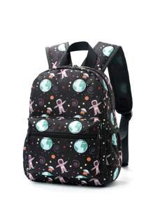 Kids Large Capacity Cartoon Car Backpack - Black - View 1