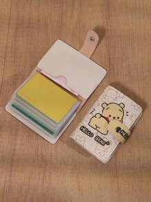 Estuche compacto para mujer con 20 ranuras para tarjetas, puede almacenar tarjetas, licencia de conducir y varias tarjetas, diseño de gato de dibujos animados con botón a presión, regalo de estuche para tarjetas con diseño de gato creativo y doodle para mujeres