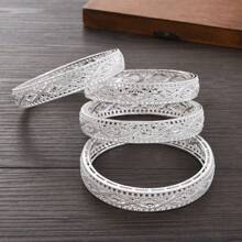 Pulseira Bracelete Aberto e Oco em Estilo Árabe para Mulheres, Acessório de Joalheria Elegante, Presente Perfeito para Casamentos Africanos, Festivais e Festas