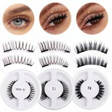 1套磁性睫毛套装带支架，假睫毛加密加长，配有发夹和一对假睫毛，仿真睫毛超细超柔软，专业眼妆工具 - 濃密款 - 查看 4