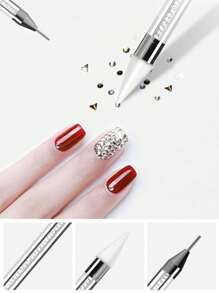 2 piezas Doble cara Aplicador de Rhinestones y Bolígrafo de Punteado para Uñas, Bolígrafo Dual para Gemas de Cristal, Canutillos y Decoración de Uñas DIY, Herramienta de Manicura y Arte de Uñas