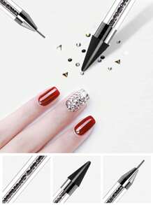 2 piezas Doble cara Aplicador de Rhinestones y Bolígrafo de Punteado para Uñas, Bolígrafo Dual para Gemas de Cristal, Canutillos y Decoración de Uñas DIY, Herramienta de Manicura y Arte de Uñas