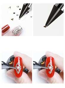 2 piezas Doble cara Aplicador de Rhinestones y Bolígrafo de Punteado para Uñas, Bolígrafo Dual para Gemas de Cristal, Canutillos y Decoración de Uñas DIY, Herramienta de Manicura y Arte de Uñas