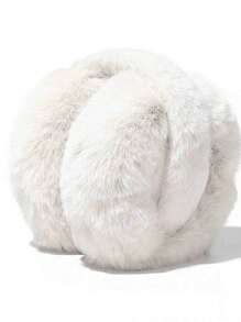 1 件可折叠冬季保暖耳罩，纯色毛绒耳套，骑行、学生防寒，可作为男女礼物