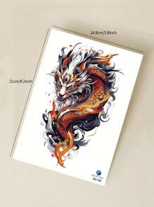 1 hình xăm tạm thời hình rồng cổ điển nửa cánh tay nhiều màu cho nam, quà tặng ngày lễ, cánh tay lớn, ngực và bụng, miếng dán cơ thể chống thấm nước - Nhiều màu - Xem 7