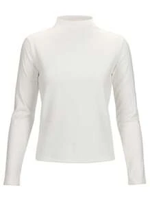 Women Long Sleeve Mock Turtleneck Shirts Slim Fitted Base Layer Lightweight Active Tee Shirt Pullover Tops Thermal Underwear Winter Clothes - trắng - Xem 5