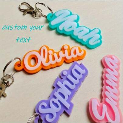 Anpassad akryl namnbricka nyckelring - Personlig bokstäver för nycklar, ryggsäckar och matlådor Elegant tecknad-tema berlock med ring Idealisk examenspresent för kvinnor, för examen, julklapp, multifunktionell, återanvändbar, dekorativ, utsökt, snygg, bedårande, färgglad, söt, rolig, anpassad, personlig, unik, perfekta presenter till henne, perfekta presenter till honom, för årsdagar, för födelsedagar