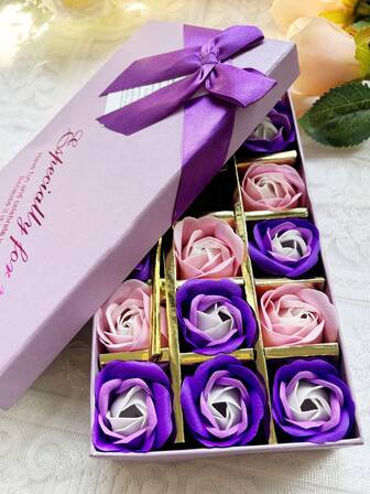 12pcs Soap Rose Flower Gift Box, Practical Small Gift, Wedding Favors, Birthday Gift, Creative Activity, Simulation Flower