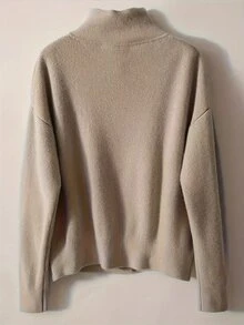 Women's Casual Solid Color Single-Breasted Stand Collar Long Sleeve Knitted Cardigan, Elegant Minimalist Fashion Sweater Jacket, Simple Commuting Street Style