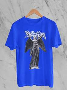 Men's Streetwear Angel Angel T-Shirt Blue Shirt Style - Royal Blue - View 1