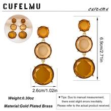 1 对仿琥珀石吊坠耳环，复古波西米亚风格，时尚吊坠耳环，非常适合周年纪念和生日礼物、派对和晚会配饰 - 棕色 - 查看 3