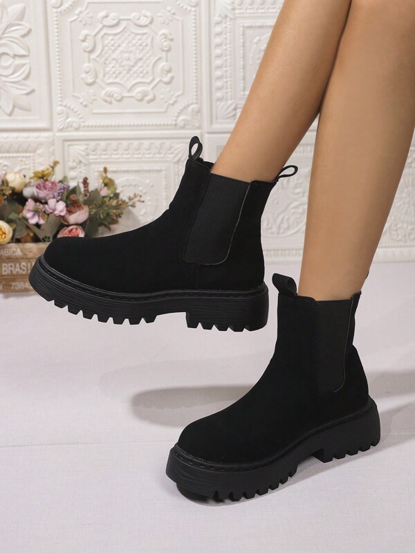 2024 Kobiety Klasyczne Wygodne Modne Wszechstronne Wytrzymałe Lekkie Oddychające Wsuwane Okrągłe Botki Do Kostki Z Grubą Podeszwą