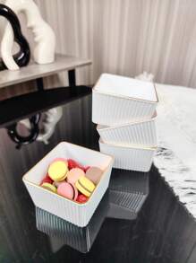 1 szt. Mleczny biały talerz na przekąski ze złotym rantem, duża pojemność - mleczno-biały talerz - Zobacz 5