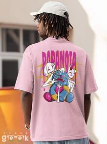 T-Shirt Bear Shirt Sreetwear Paranoia Monsters Print Oversize Cotton Ref 1473 FLUXOGEEK - 淺粉色 - 查看 5