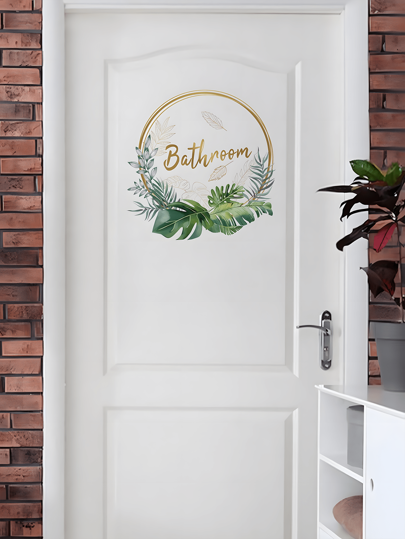 1pc Bathroom Sign Pvc Self-Adhesive Sticker PVC Waterproof Decal Stickers For Toilet/Washroom, Wall/Door Decor Painting