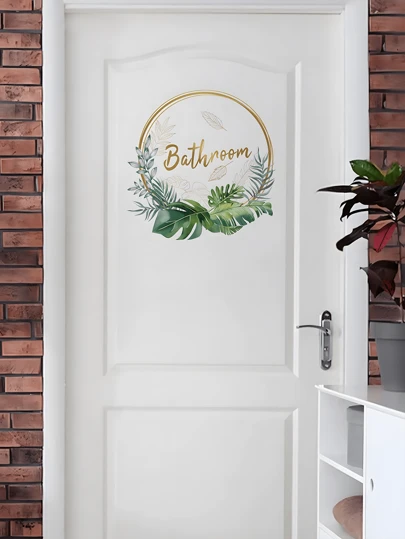 1 件浴室标志 PVC 自粘贴纸 PVC 防水贴花贴纸适用于厕所/盥洗室、墙壁/门装饰画