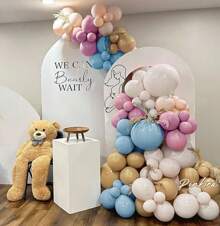 Dusty Rose Brown Balloon Garland Blue Pink Balloons Double Stuffed Tan White Sand Balloon Latex Pastel Balloons Arch Kit For Birthday Gender Reveal Wedding Party Decoration - Dusty Blue - View 9