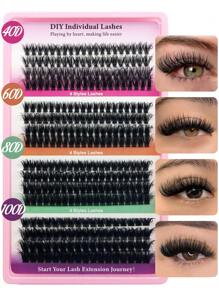 308 Bộ dụng cụ nối mi D Curl DIY Bộ dụng cụ nối mi riêng lẻ 0,07D 10-16MIX 40D 60D 80D 100D Bộ mi nối mi, Nhíp nối mi tự làm tại nhà - màu đen - Xem 2