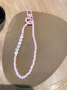 Customized Minimalist Pink Letter Beads Phone Lanyard (Comes With Phone Charm Washer), Can Customize Name, Slogan, Date, Suitable For Birthday, Anniversary, Gift-Giving, Everyday Wear