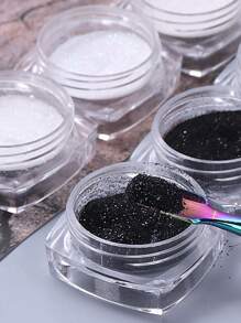 8 瓶指甲闪粉糖粉，黑白颜料粉，精细指甲闪粉，适合 DIY 美甲，非常适合婚礼和特殊场合美甲装饰美甲用品 - 黑與白 - 查看 6