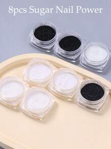 8 瓶指甲闪粉糖粉，黑白颜料粉，精细指甲闪粉，适合 DIY 美甲，非常适合婚礼和特殊场合美甲装饰美甲用品 - 黑與白 - 查看 10