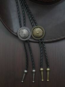 Krawat męski Wild West BOLO Bolo - Vintage Stripe, ręcznie robiony, unikatowy, indiański, westernowy, kowbojski, skórzany krawat, męskie i damskie dodatki odzieżowe, jednoczęściowy