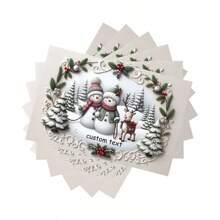 Personalised Christmas Printed Linen Placemats (Set Of 4 / Set Of 6) - Cute Snowman Printed 30*45CM/12X18IN Placemats, Tablecloths - Customised Text Design, Perfect For Christmas, New Year, Family Gatherings