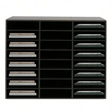 Bandeja para documentos, organizador de literatura de oficina, 3x8 compartimentos, bandeja para cartas de escritorio A4, 73,7x30,2x59,6 cm, sistema de almacenamiento con compartimentos, soporte para archivos de escritorio para el hogar, la oficina y el aula - Negro - Ver 10