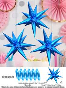 12 件套彩色爆炸星形铝箔气球，泪珠闪光气球，适用于婚礼生日派对装饰 - 彩色 - 查看 19