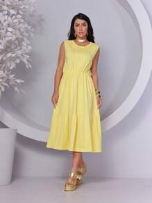 Women's Casual Fleece Dress, Fresh For This Summer - Màu vàng - Xem 1
