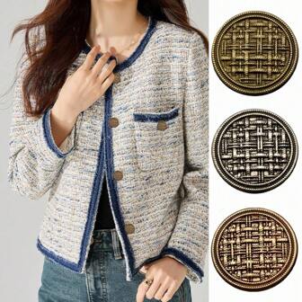 Vintage Antique Brass Buttons 10PCS - Multi-Size 15/20/25mm Circular Metal Sewing Buttons For Blazers, Cardigans, Shirt Cuffs (Spring Summer DIY Fashion Accessories)