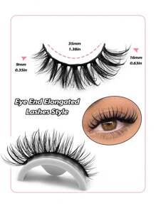 Asiteo 5 Pairs Spiky Manga Cat Eye Eyelashes False Eyelashes Wet Look Lashes Faux Mink Lashes Natural Winged Wispy Eyelashes - 尖尾漫畫款 - 查看 3