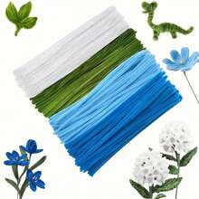 200/271/400/572pcs DIY Pom Pom Kit, Blue Green White Chenille Craft Pom Poms Set, Pom Pom Decor, Suitable For Wedding Bouquets And Birthday Parties, Plush Pom Pom Flower Set, DIY Handmade Pom Pom Craft Supplies, Wedding Birthday Gift, Pom Pom Craft Materials, Unique Pom Pom Crafts, Pom Pom Craft Tutorial, Chenille Pom Poms, Colorful Chenille Pom Poms - Multicolor - View 2