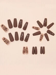 Press On Nails 24 Pieces Of Short Square Cartoon Cute Butterfly Style Fingernails