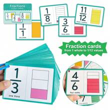 35 PCS Digital Operation Card For Early Childhood Education 1-12 Math Fraction Facts Cards Learning Activities Elementary School Students Math Learning Teaching Tools - Multicolor - View 2