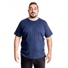 Plus Size Short Sleeve T-Shirt Comfortable Premium Cotton - Navy Blue - View 1