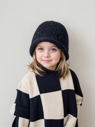 Koreański styl dziecięcy kapelusz typu bucket hat, jesienno-zimowy dziewczęcy kapelusz typu bucket hat, chłopięca ciepła dzianinowa czapka polarowa, modna czapka dla malucha, odpowiednia dla dzieci w wieku od 3 do 10 lat