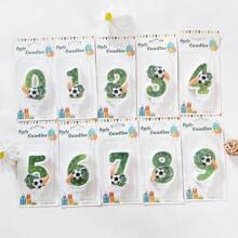 1pc Happy Birthday Football Number 0-9 Cute Green Cake Decor Digit Candle, Party, Anniversary, Celebration Candle - Football Candles - View 9