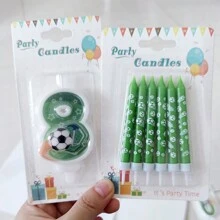1pc Happy Birthday Football Number 0-9 Cute Green Cake Decor Digit Candle, Party, Anniversary, Celebration Candle - Football Candles - View 11