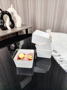 1 szt. Mleczny biały talerz na przekąski ze złotym rantem, duża pojemność - mleczno-biały talerz - Zobacz 11