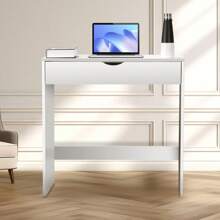 OYAJIA White Wooden Dressing Table Vanity Computer Desk Bedroom Furniture,Computer Study Desk With Drawer Office Drawer,Writing Workstation - White - View 3