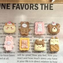 10/30/50 件卡通可爱混合动物和饼干树脂饰品 - 随机搭配 - 适用于 DIY 工艺装饰、手机壳、发夹、相框等 - 兔子和熊手工配饰