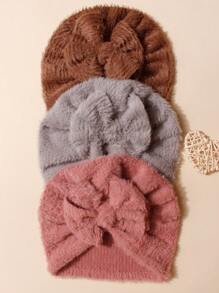 3 peças de chapéus de faixa de cabeça quentes e fofinhos para recém-nascidos com laço fofo, adequados para uso diário em todas as estações - Multicolorido - Ver 10