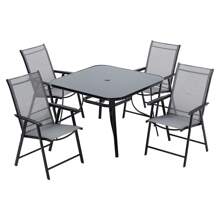 Living And Home Metallic And Tempered Glass Garden Table With Parasol Hole Outdoor - Square(105cm D x 105cm W x 72cm H ) - View 10