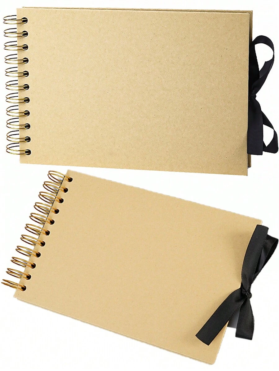 1 album ảnh sổ lưu niệm màu kaki, thiết kế ruy băng và nơ, bộ sắp xếp ảnh tự làm, album sổ lưu niệm kỷ niệm, sổ lưu niệm khách mời đám cưới, thích hợp cho kỷ niệm ngày cưới, sổ lưu niệm gia đình tự làm - dành cho giấy thủ công tự làm, quà tặng Giáng sinh, 60 trang (30 tờ) - Màu Khaki - Xem 1