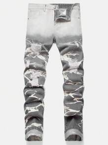 Quần Jeans Denim Thời Trang Thường Ngày Tối Giản Có Nút Cài Phía Trước Cho Nam - Xám - Xem 1