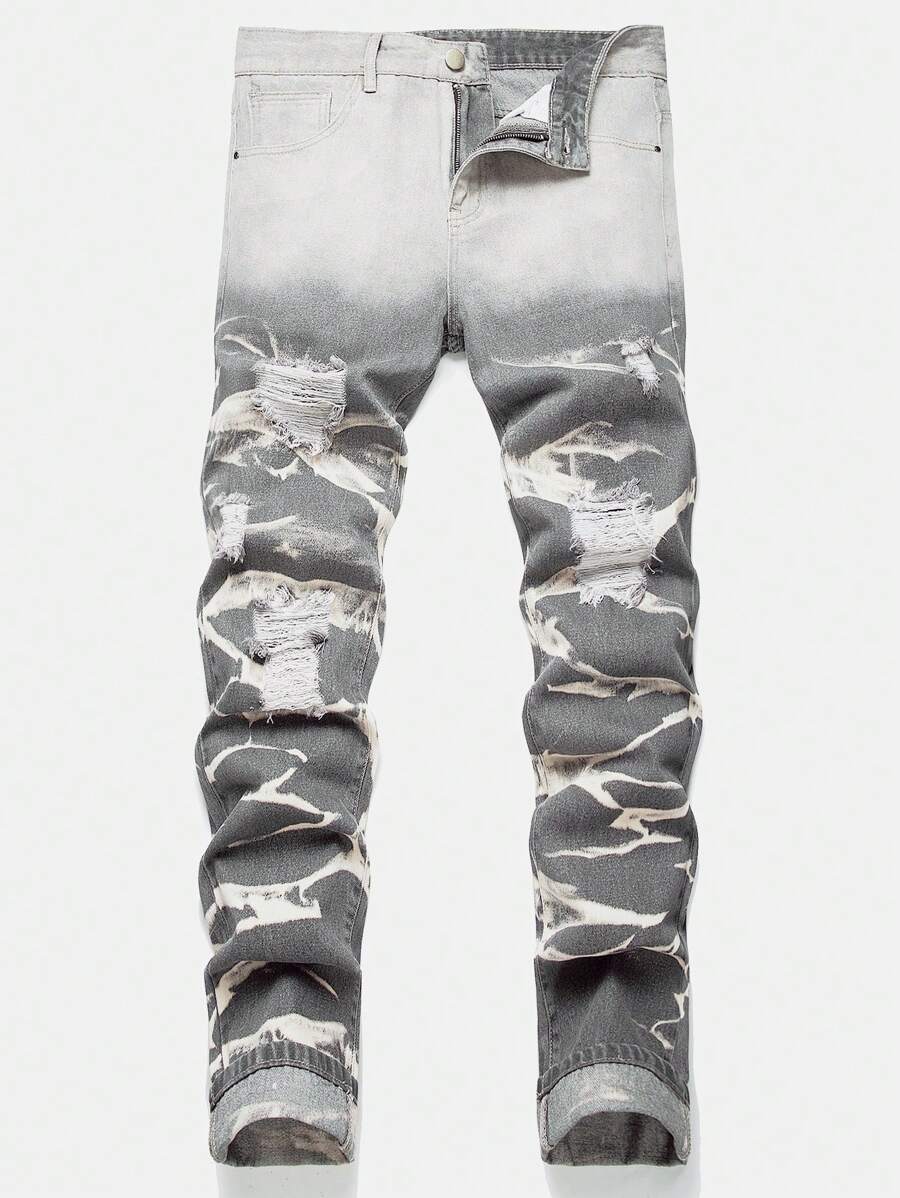 Quần Jeans Denim Thời Trang Thường Ngày Tối Giản Có Nút Cài Phía Trước Cho Nam - Xám - Xem 1